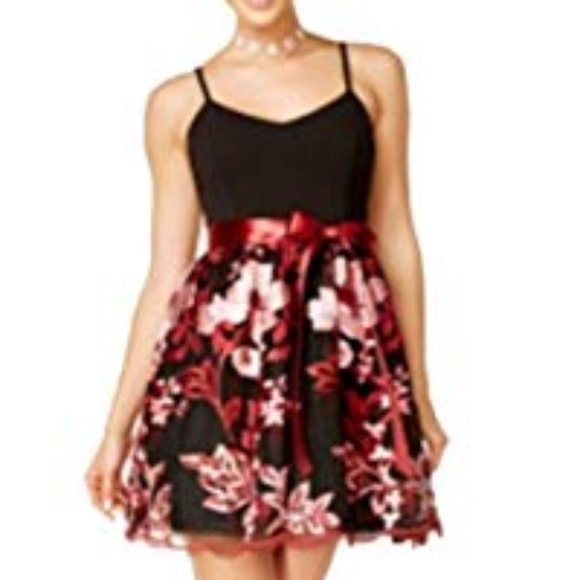 🌻 Teeze Me Juniors' Embroidered Fit & Flare Dress - Picture 2 of 6